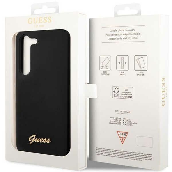 Etui Guess Silicone Vintage Gold Logo - Czarny, Hardcase S23 S911