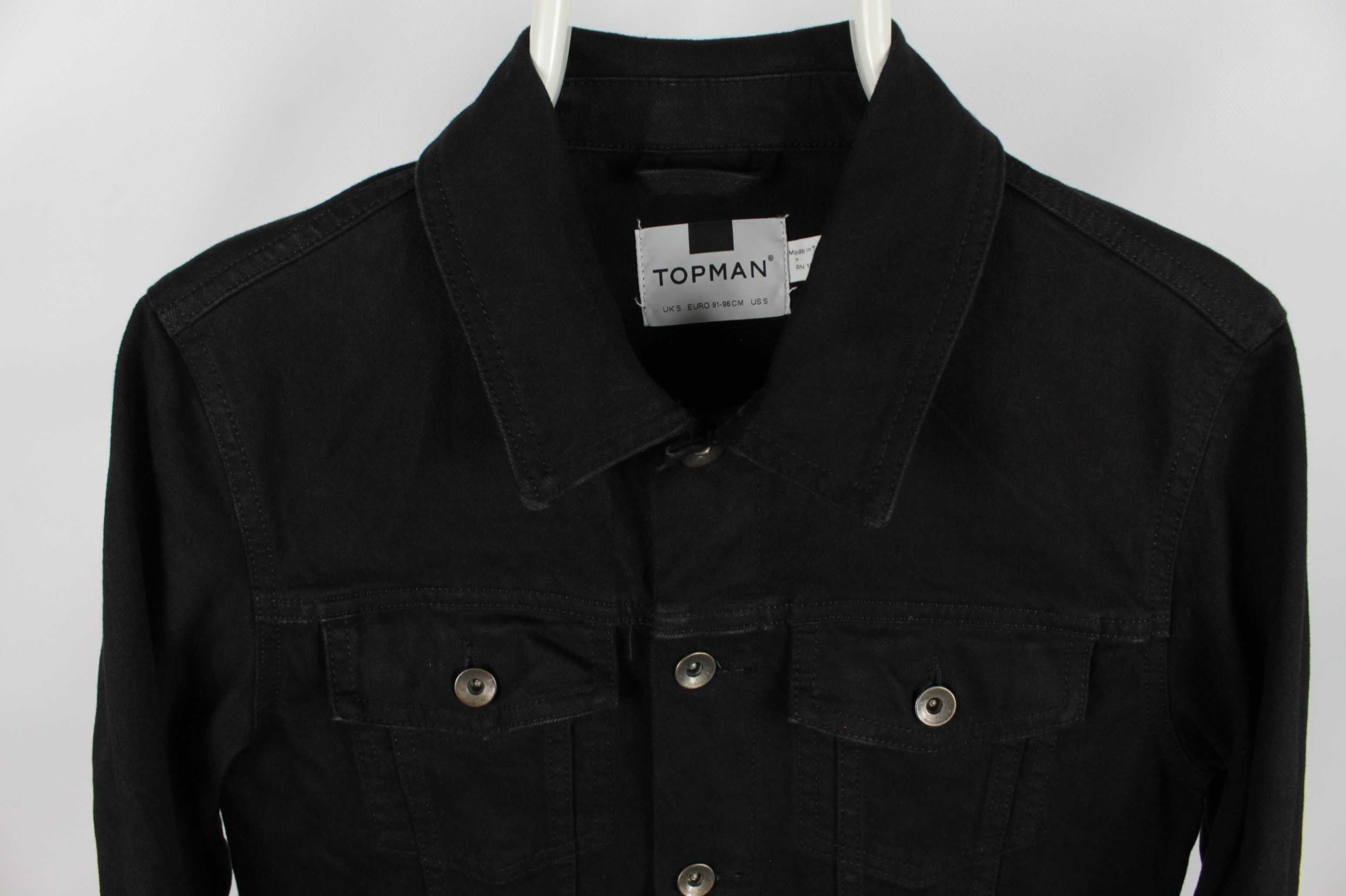 Крута Джинсова куртка Topman Black Stretch Denim Jacket Розмір S