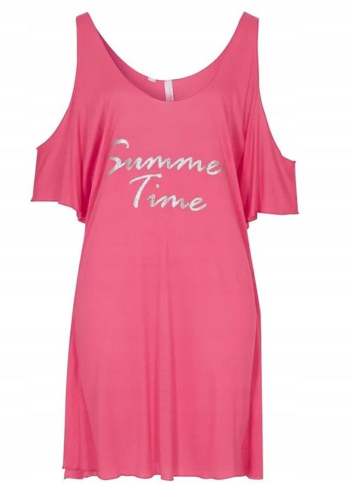 B.P.C sukienka plażowa różowa z nadrukiem z wycięciami ^44/46