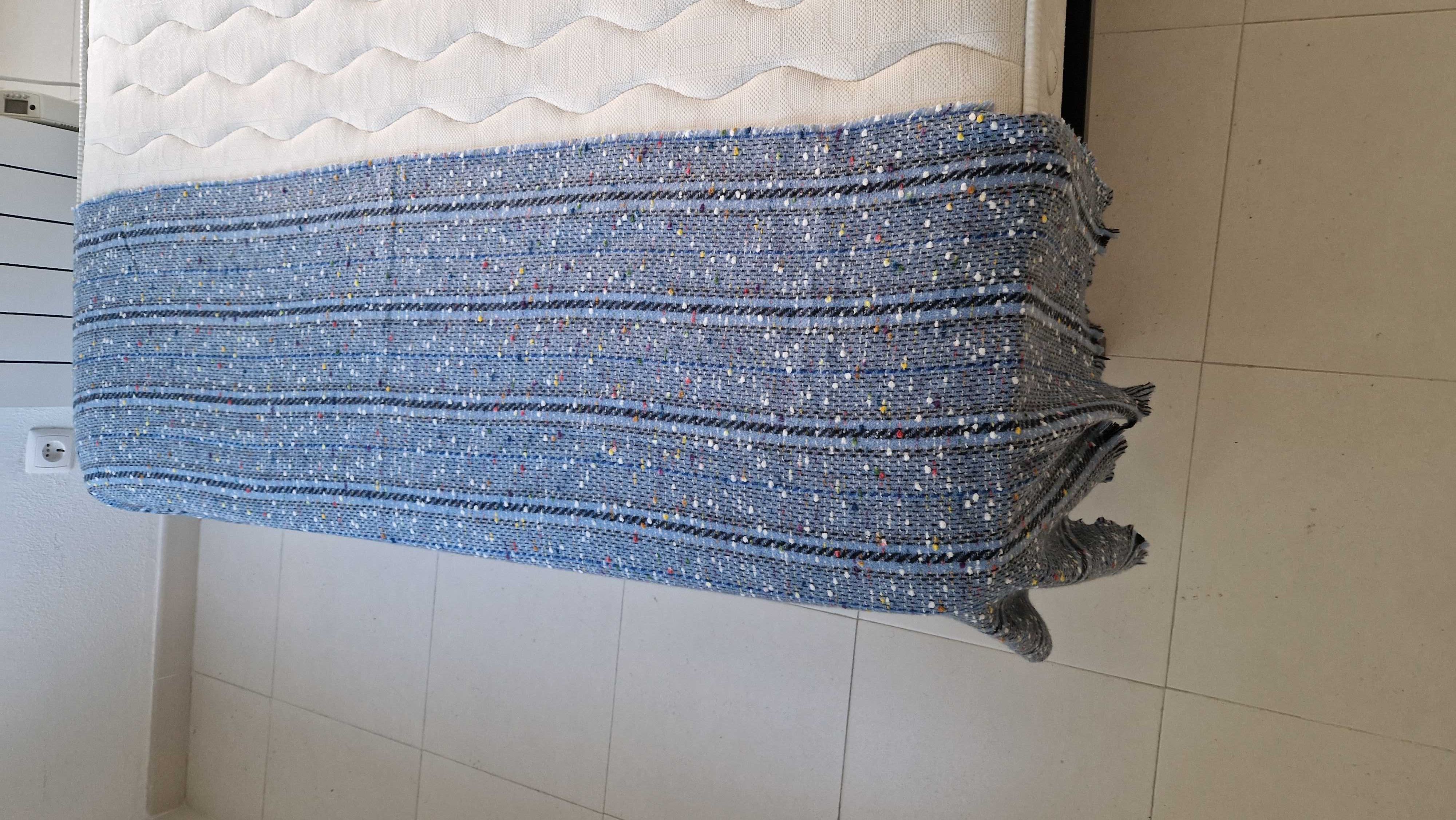 Manta azul estampada 195 cm comprimento x 60 cm de largura