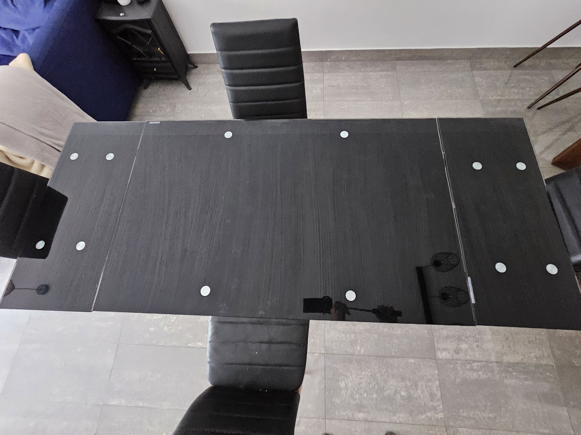 Mesa Extensível Preta e Castanha