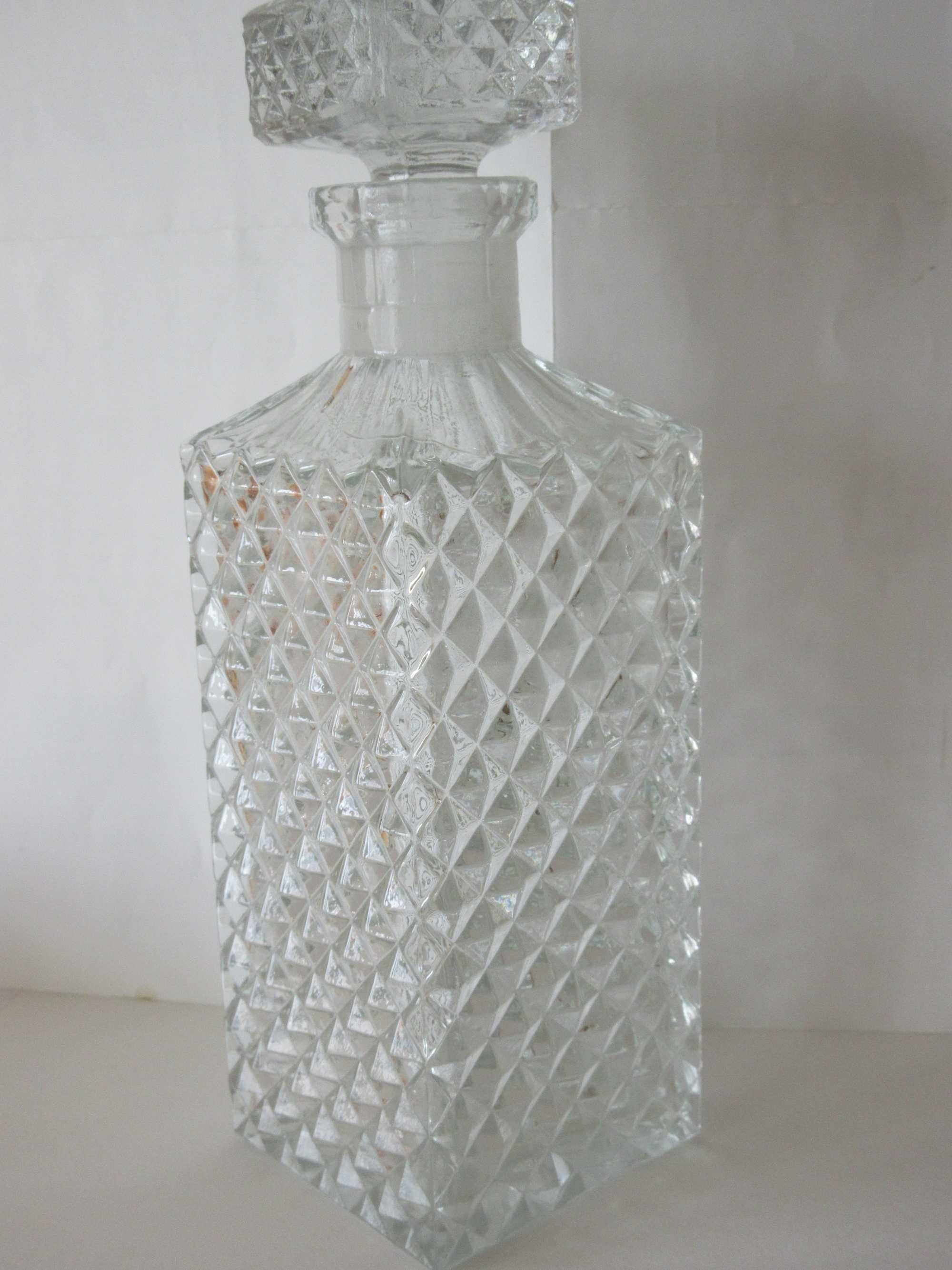 Kryształowa szklana karafka z kieliszkami Ząbkowice PRL vintage