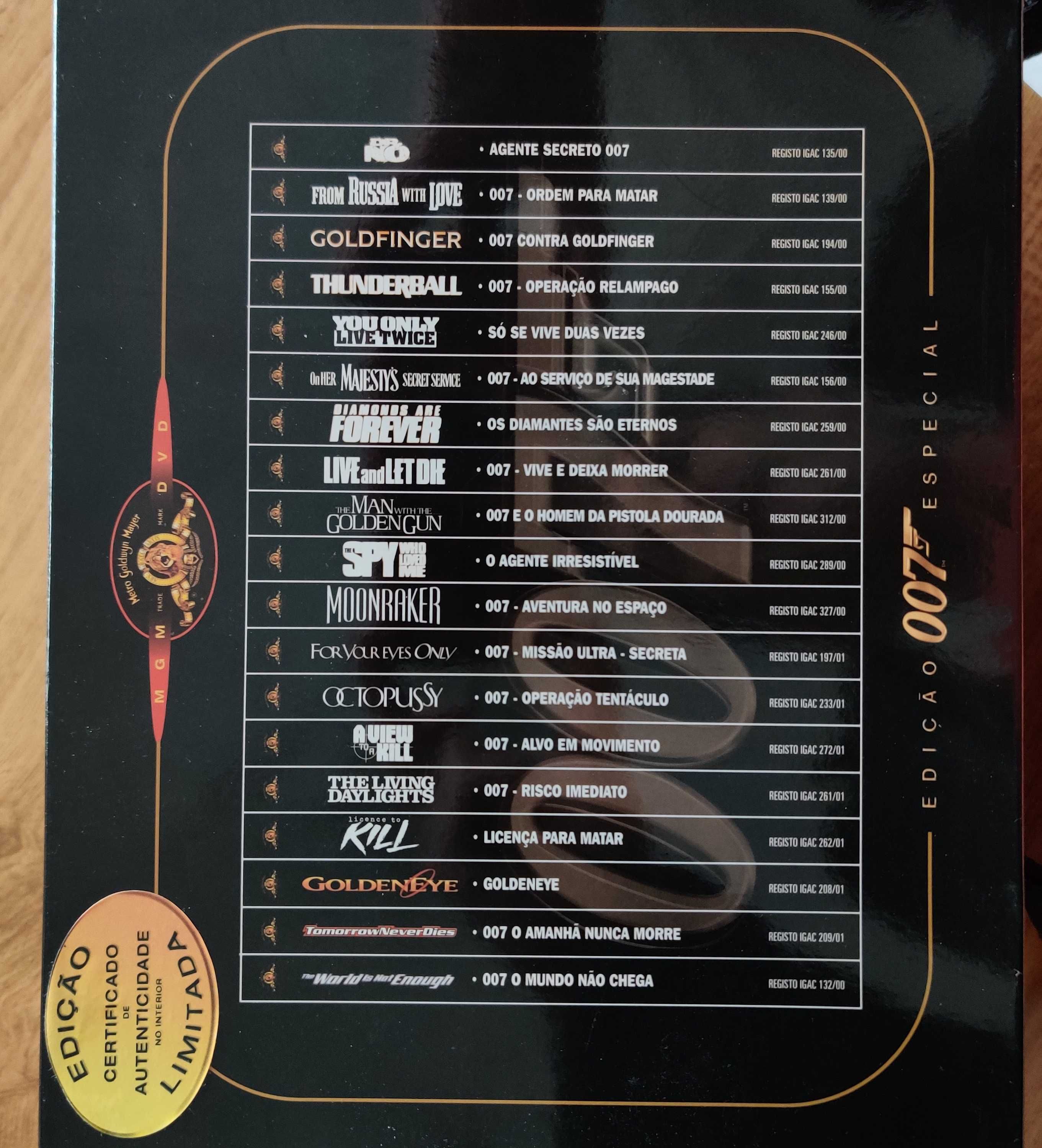 007 edição especial limitada 19 dvd, em caixa metálica