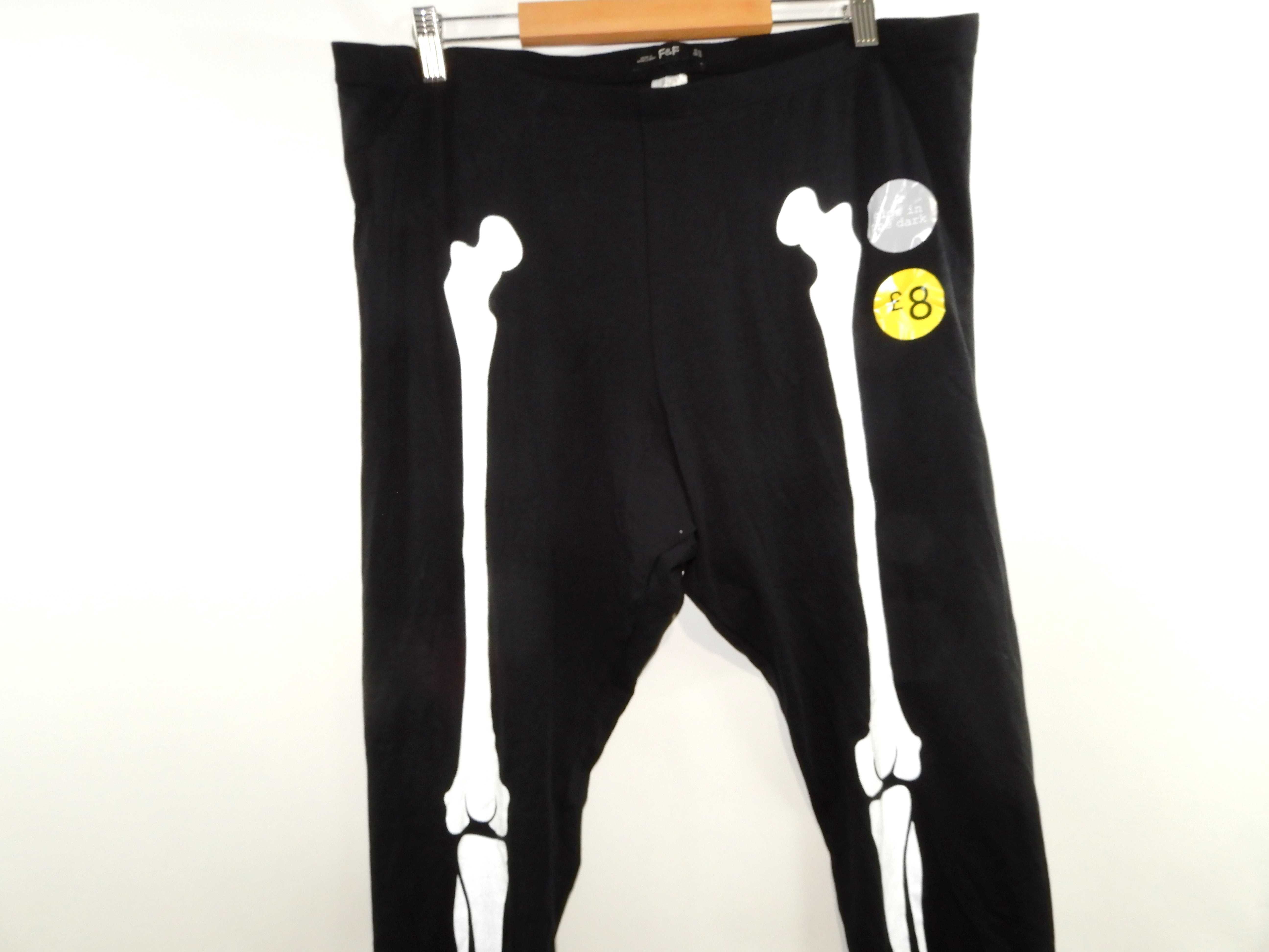 Kostium przebranie halloween kościotrup getry legginsy czarne 50 5XL