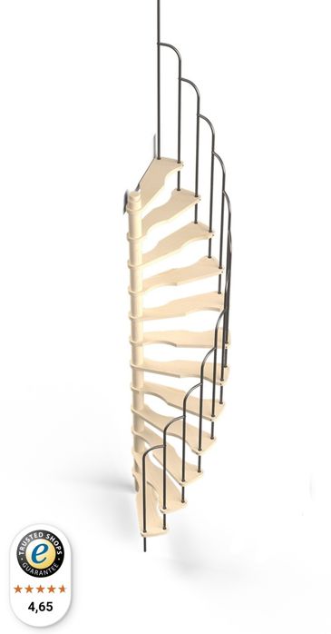 Escada meia espiral em madeira