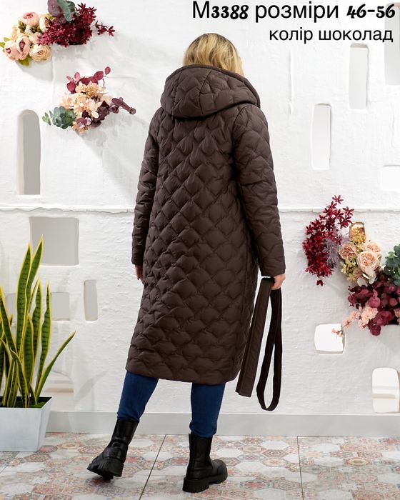 Жіноче зимове пальто колір шоколад розміри:48;50;52;54;56