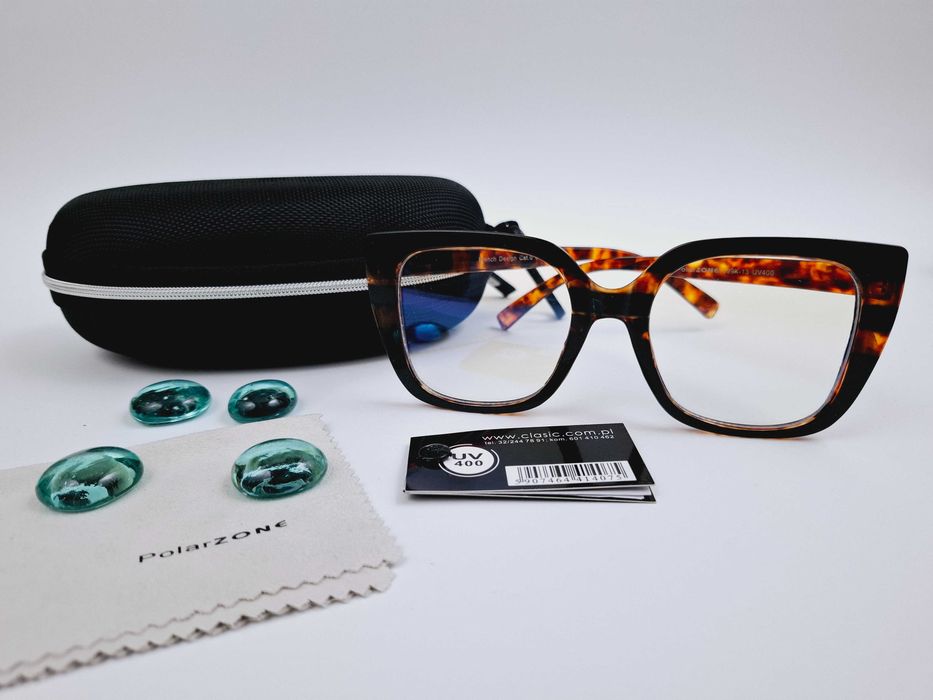 Okulary zerówki z filtrem Blue Light UV400 Twarde etui PolarZone