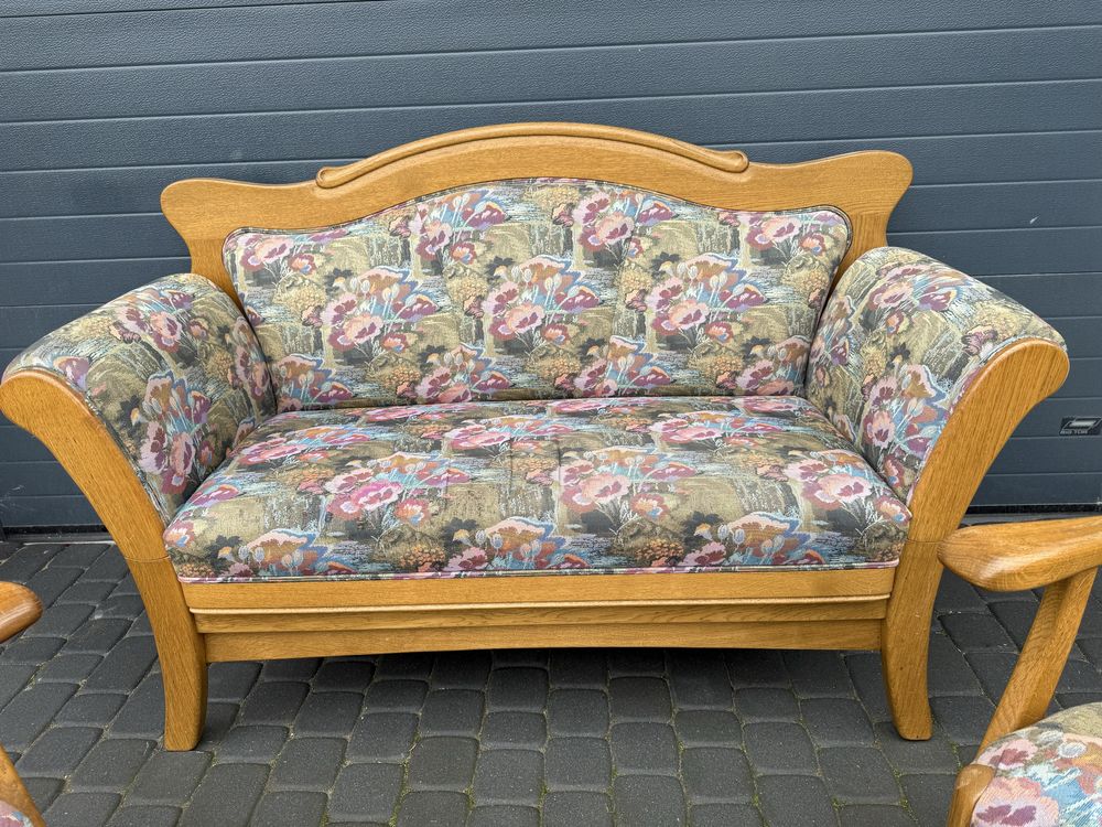 Sofa ławka + krzesla z podlokietnikami zestaw kompket