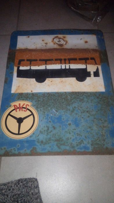 PKS PRL metalowy oryg.znak przystankowy