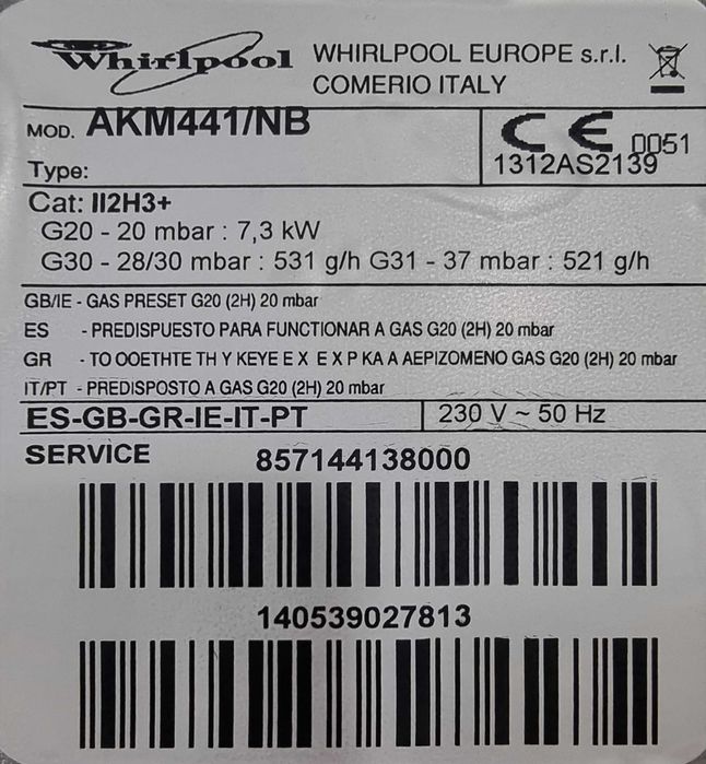 Placa Fogão Gás Whirlpool AKM441/NB