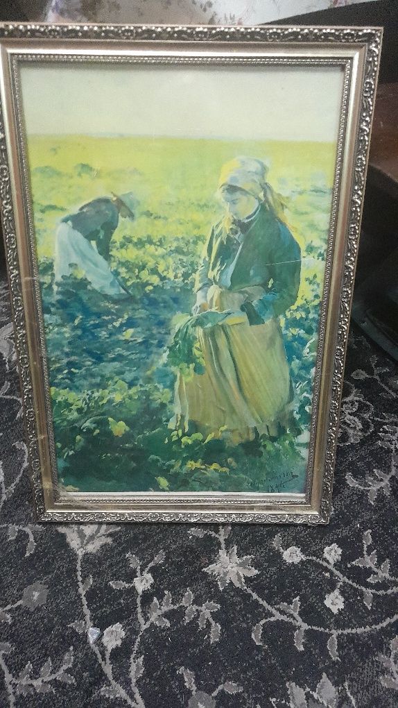 Stary obraz Leon Wyczółkowski Praca  w Polu