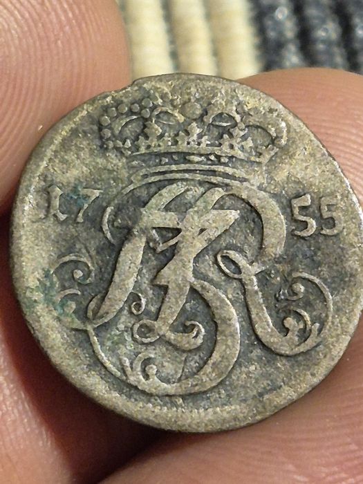 Trojak Gdański 1755 Rzadki