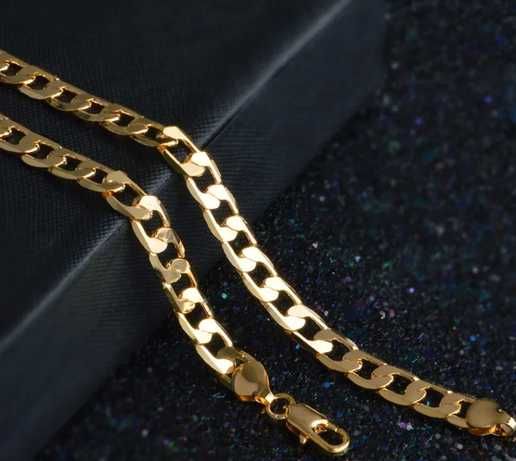 Colar elo em cadeia plana banhado a Ouro - 5mmx55cm