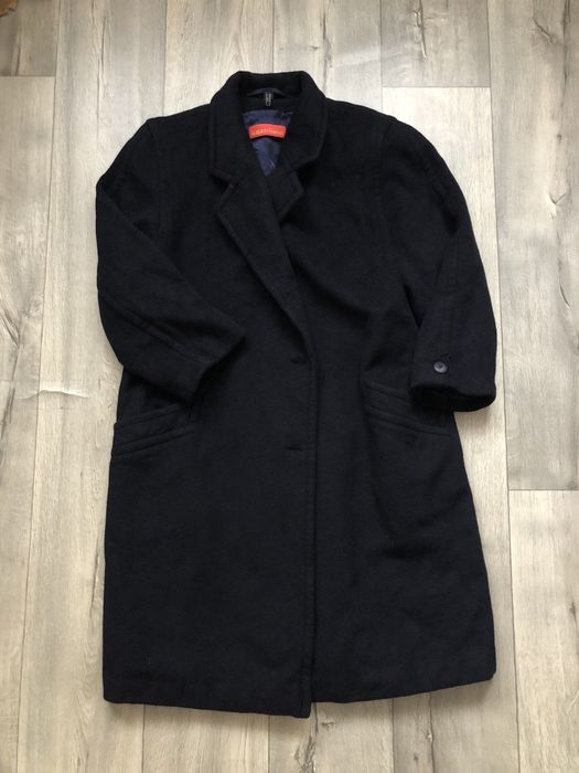 Кашемировое пальто темно синее на маленький рост до 162 см миди черное