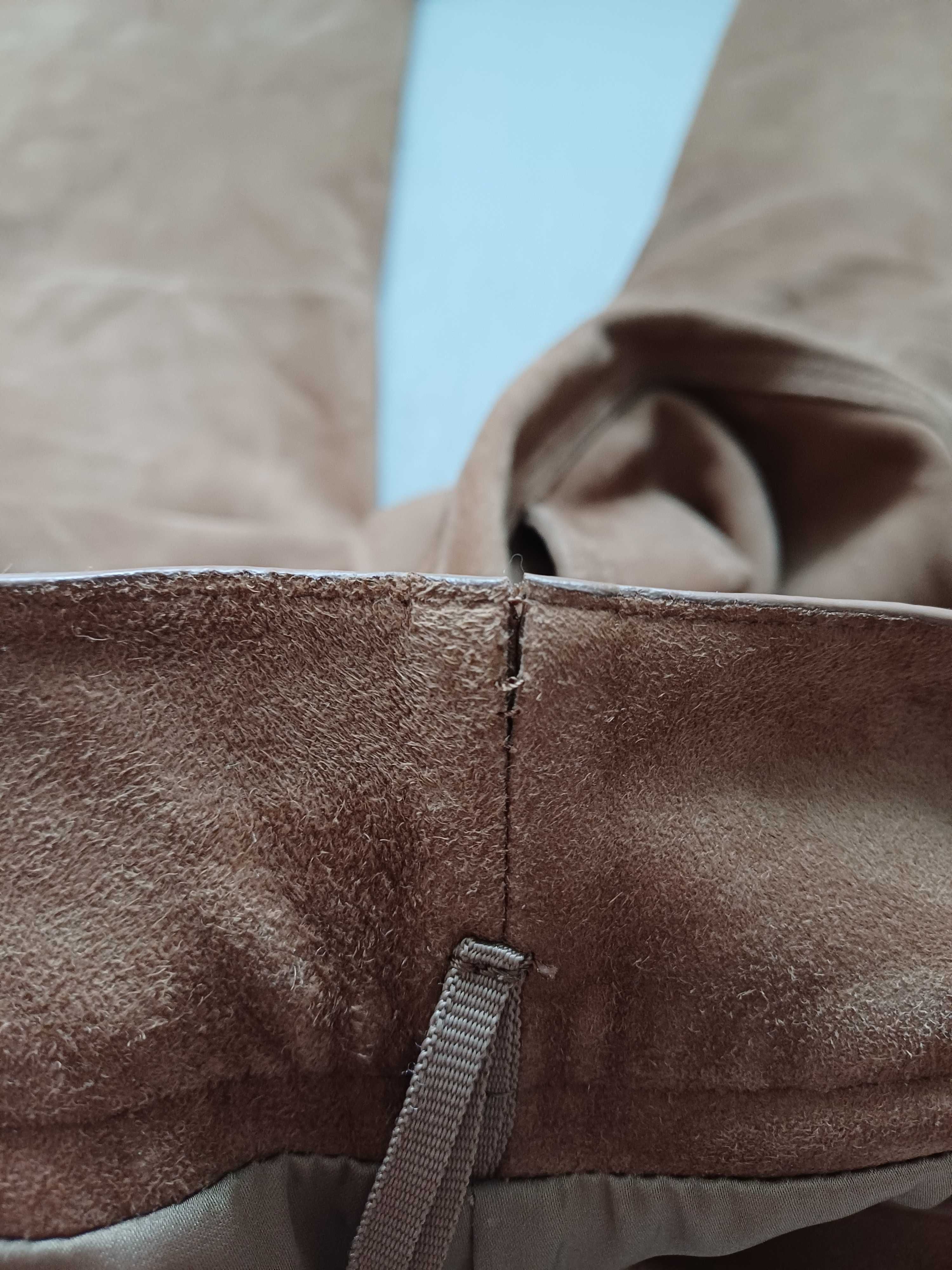 Massimo Dutti beżowe skórzane spodnie rozmiar M