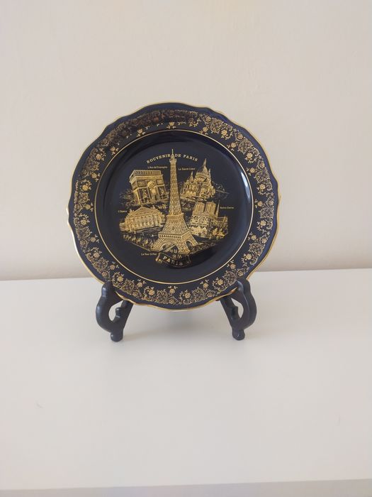 Florence Limoges talerz dekoracyjny France Paris Wieża Eiffla kobalt