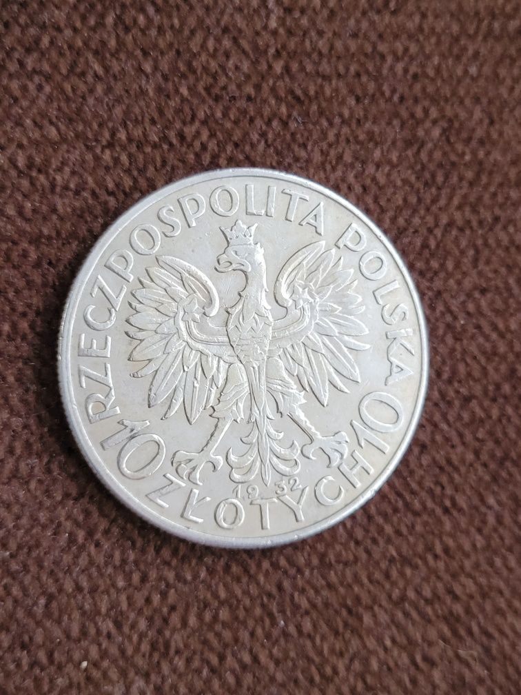 Srebrna moneta 10 zł Głowa Kobiety Polonia 1932r bez znaku mennicy