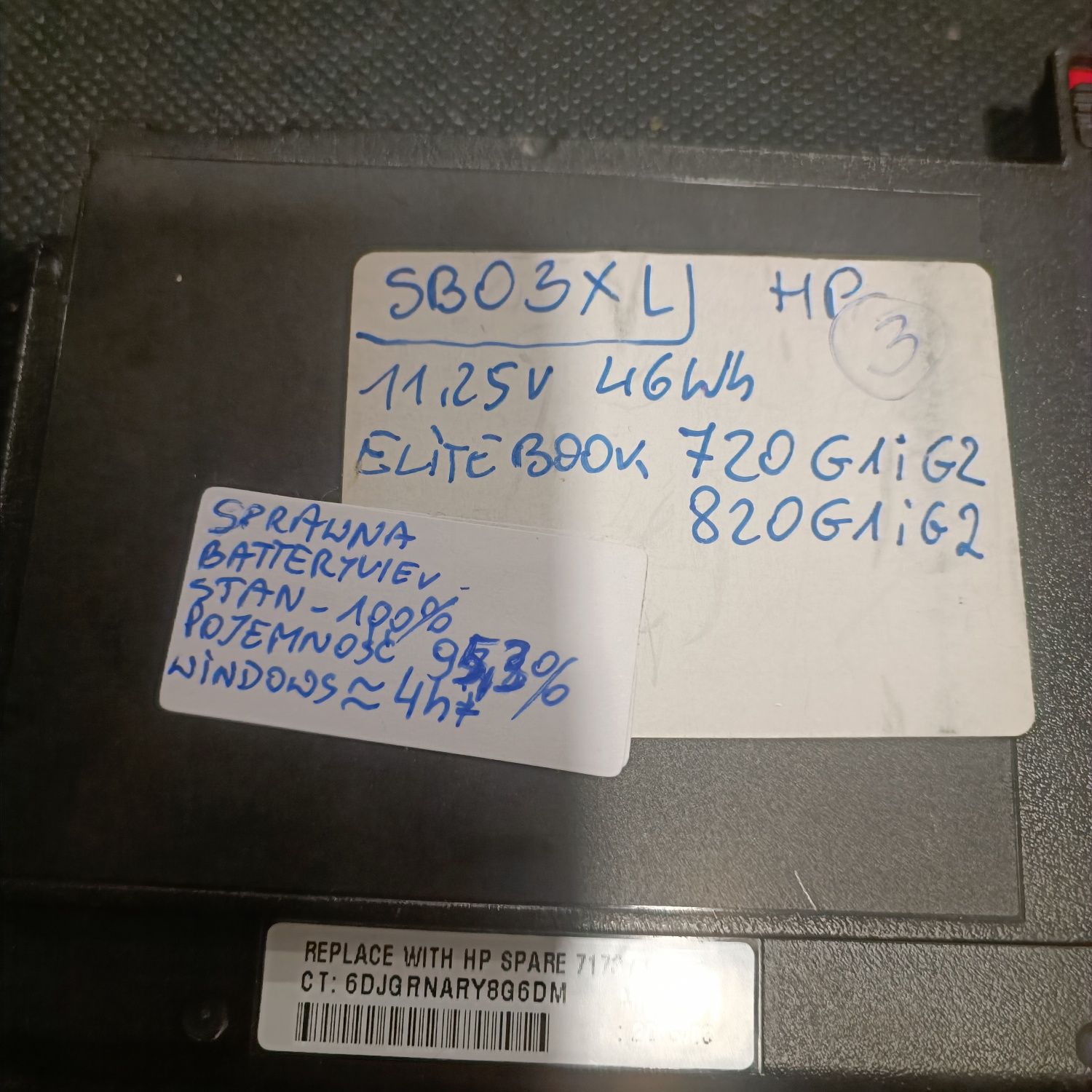 Oryginalna bateria HP SB03XL sprawna