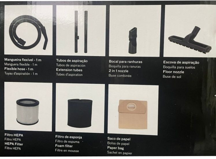 Aspirador Sólidos e Líquidos ITOOLS 20L, 1250w (Novo)