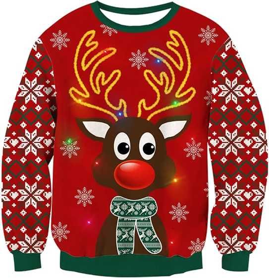 Nowy męski sweter / bluza / bluzka / świąteczny/świecący/R-XXL !A1887!