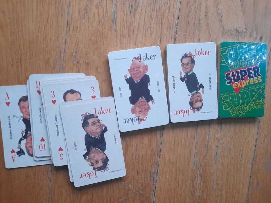 Talia kart do gry z podobiznami polityków lata 90 Rydzyk, Kwaśniewski