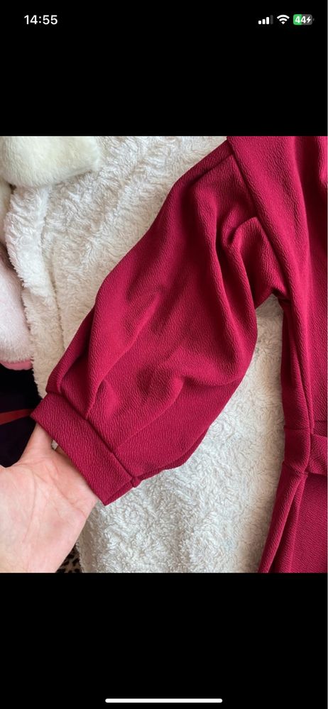 Elegancka sukienka długa czerwona burgundowa wesele komunia XL/XXL