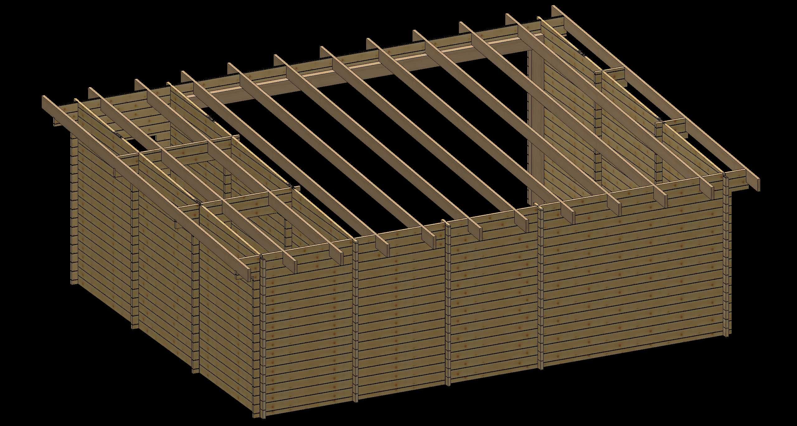 wiata garażowa 6,8x8,3m balik 44mm + pomieszczenie gospodarcze