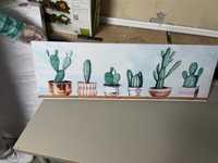 Quadro cactus pintado em tela