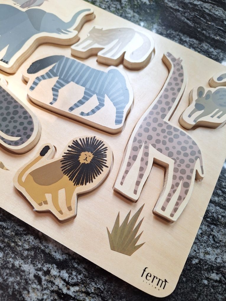 Układanka drewniana ze zwierzątkami - Puzzle Safari ferm LIVING
