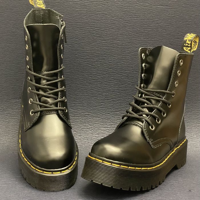 Gotyckie glany platforma modne botki koturna workery Emo Goth Dr boots
