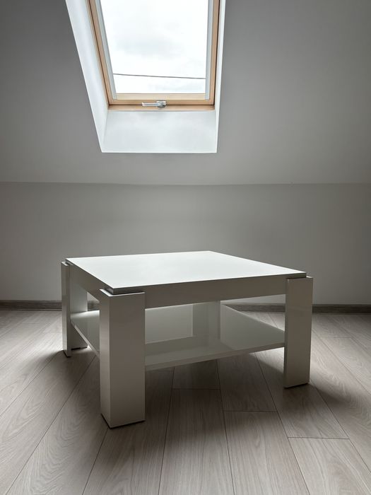 Stolik kawowy biały połysk MDF 90x90