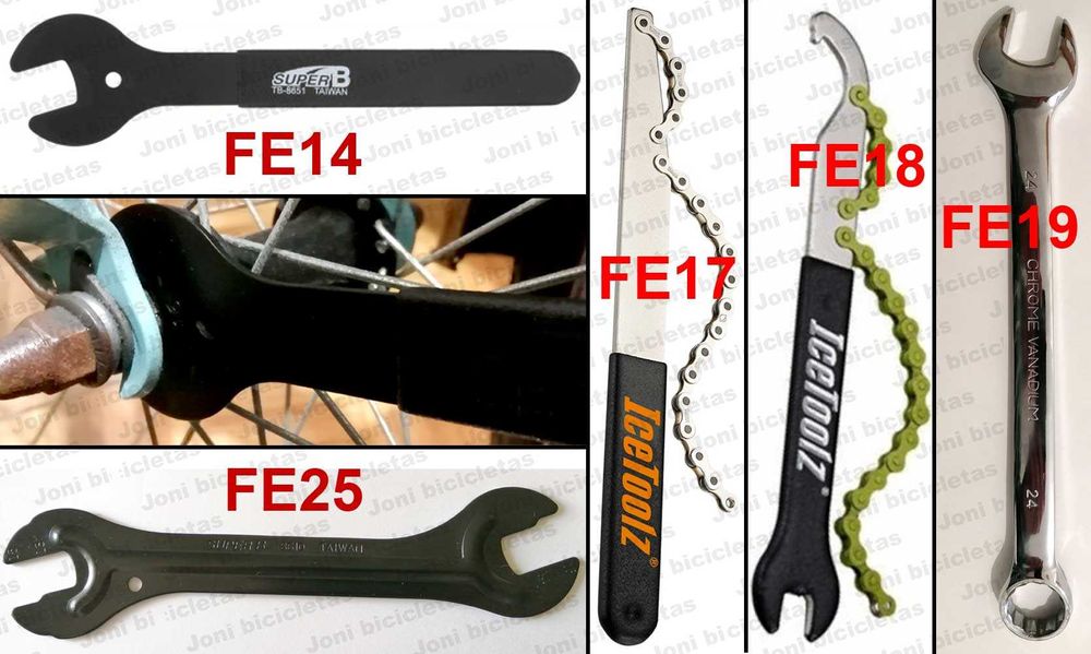Ferramentas de manutenção, reparação e restauro de bicicleta
