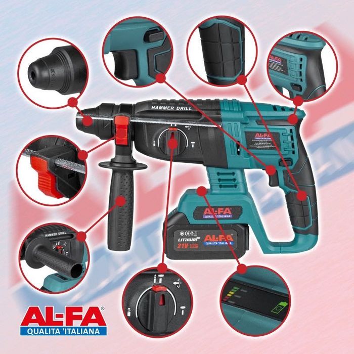 Перфоратор аккумуляторный AL-FA (2АКБ 4амп, 2,5 дж, кейс) Бесщеточный