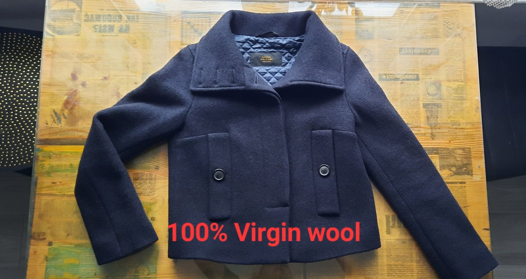 Włoski Płaszcz Mauro Grifoni 100% wool r.40