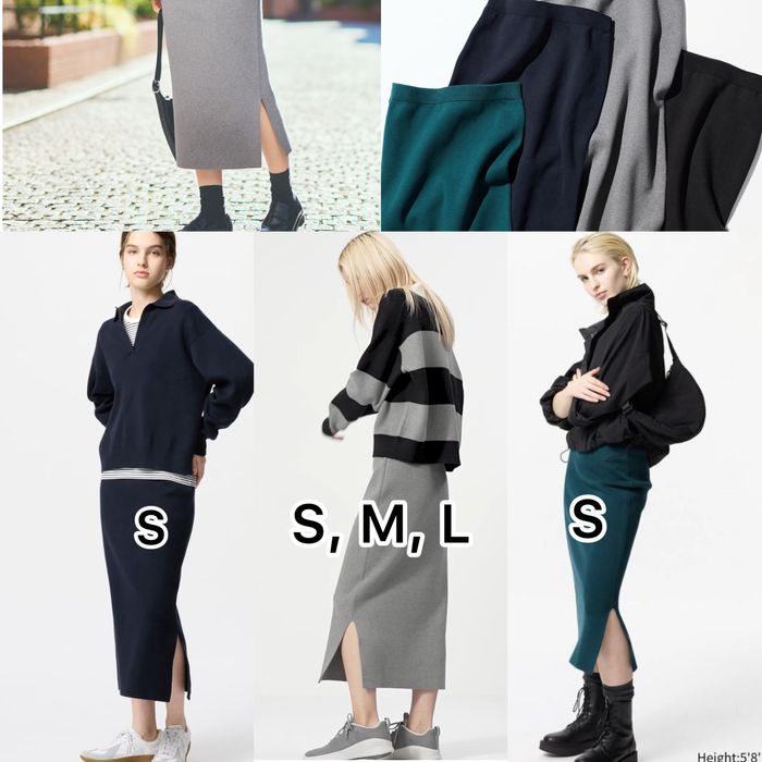 Тепла трикотажна бавовняна спідниця uniqlo з розрізом на нозі