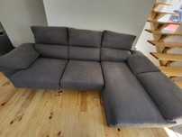 Sofá cinzento 3 lugares c/ chaise longue de 160cm