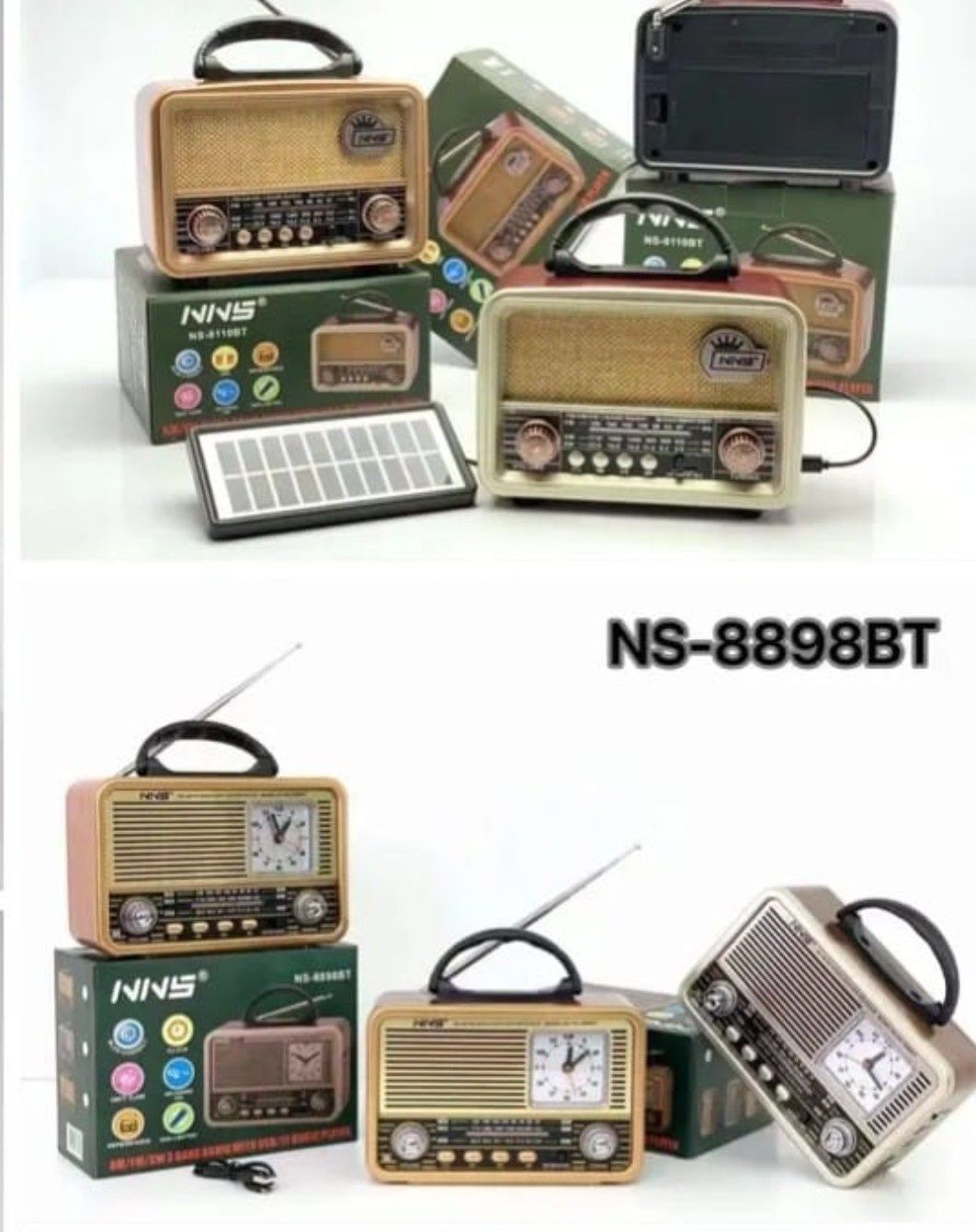 Radio portátil retro com acumulador interno de baterias