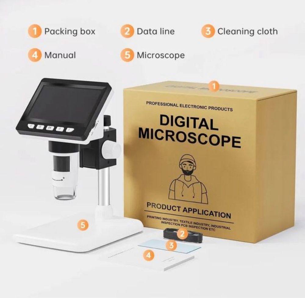 Microscópio digital IPS video e fotografias