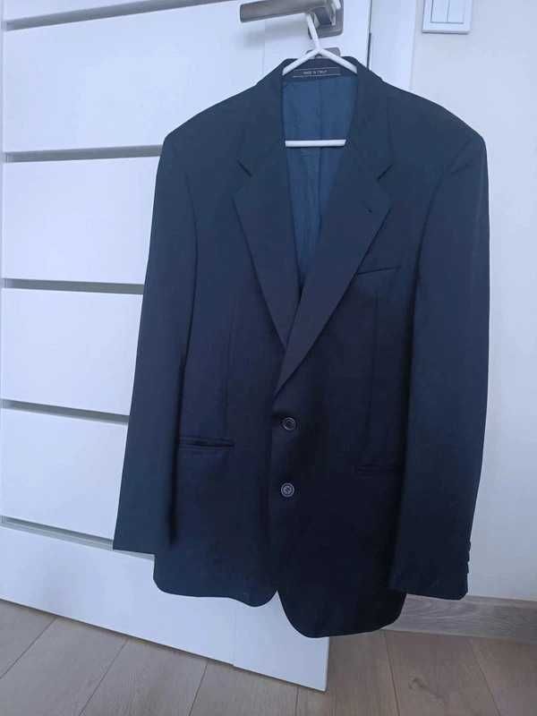 Włoska, elegancka, granatowa marynarka wełna L XL