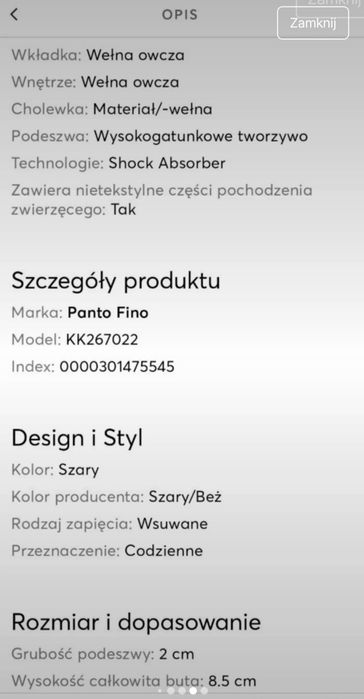 Kapcie buty wełna 40/41 Panto Fino damskie filc szare