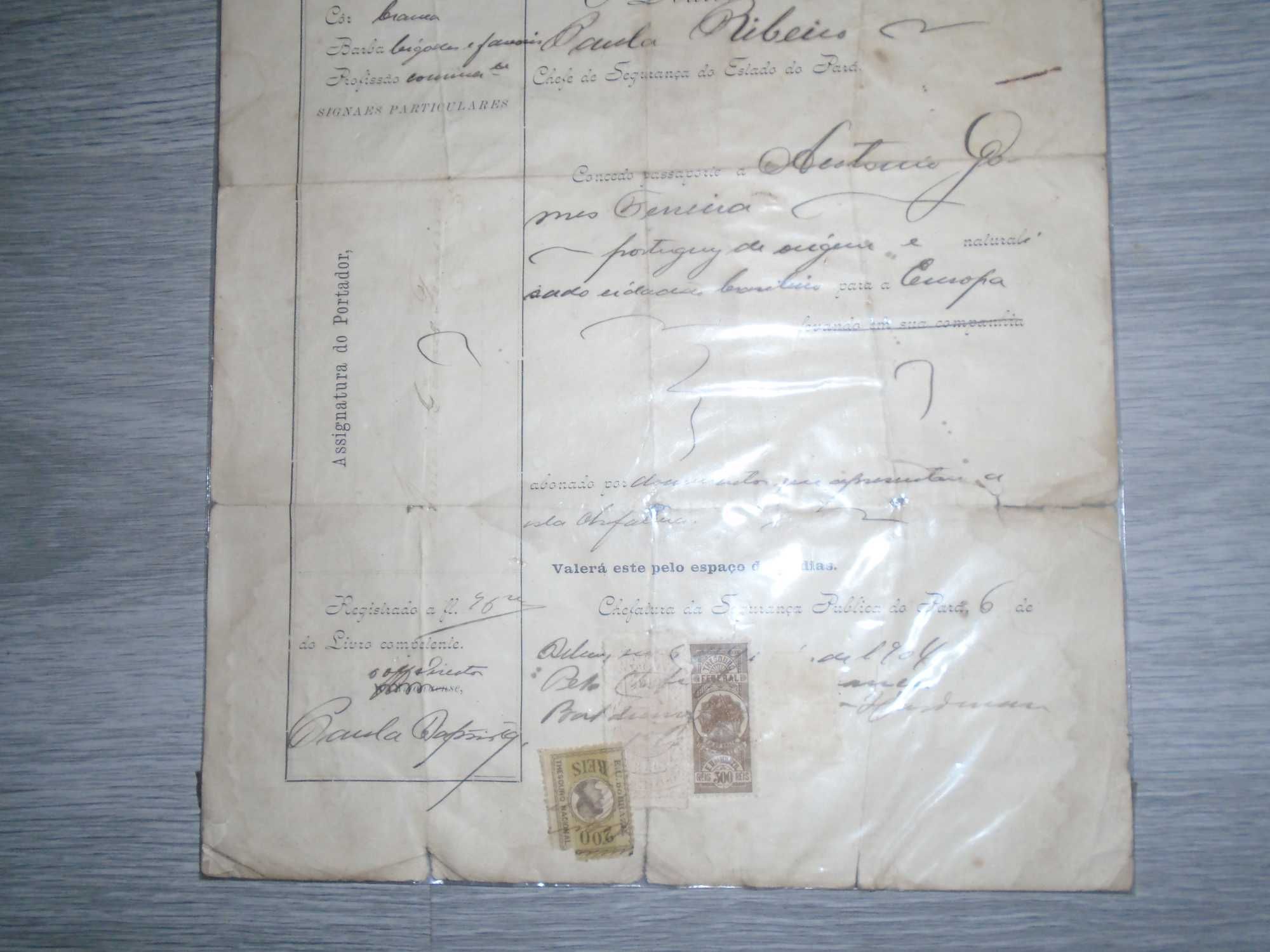 Passaporte Brazileiro datado de 1904