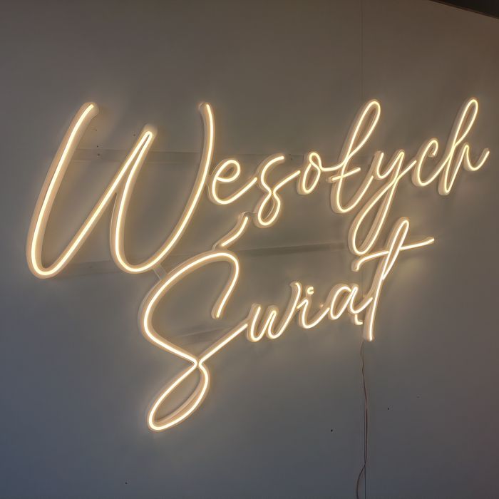 Napis podświetlany Wesołych Świąt neon LED 150x75 cm