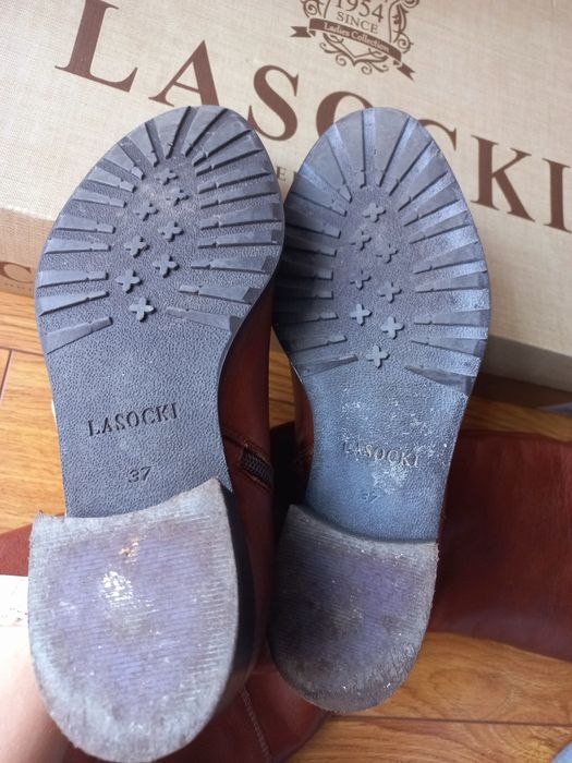 Lasocki skórzane oficerki 38 wysokie kozaki do kolan skóra naturalna