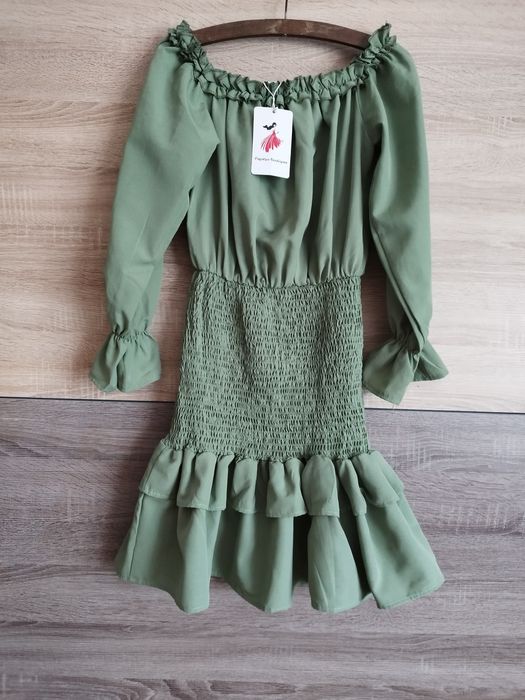 Sukienka hiszpanka marszczenia falbanki XS - S