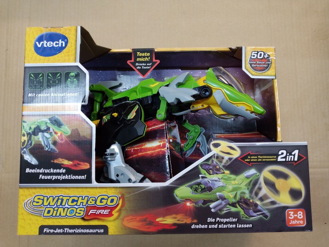 VTech Switch & Go Fire, Pulsor, super teryzanozaur dinozaur. Robot