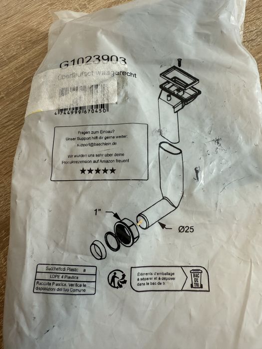 Zestaw przelewowy odpływ do zlewozmywaka poziomy Ø25 mm / G1