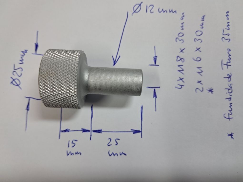 Botões em Aluminio eloxado