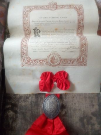 Antigo diploma 1908 Conímbriga completo com selo em prata