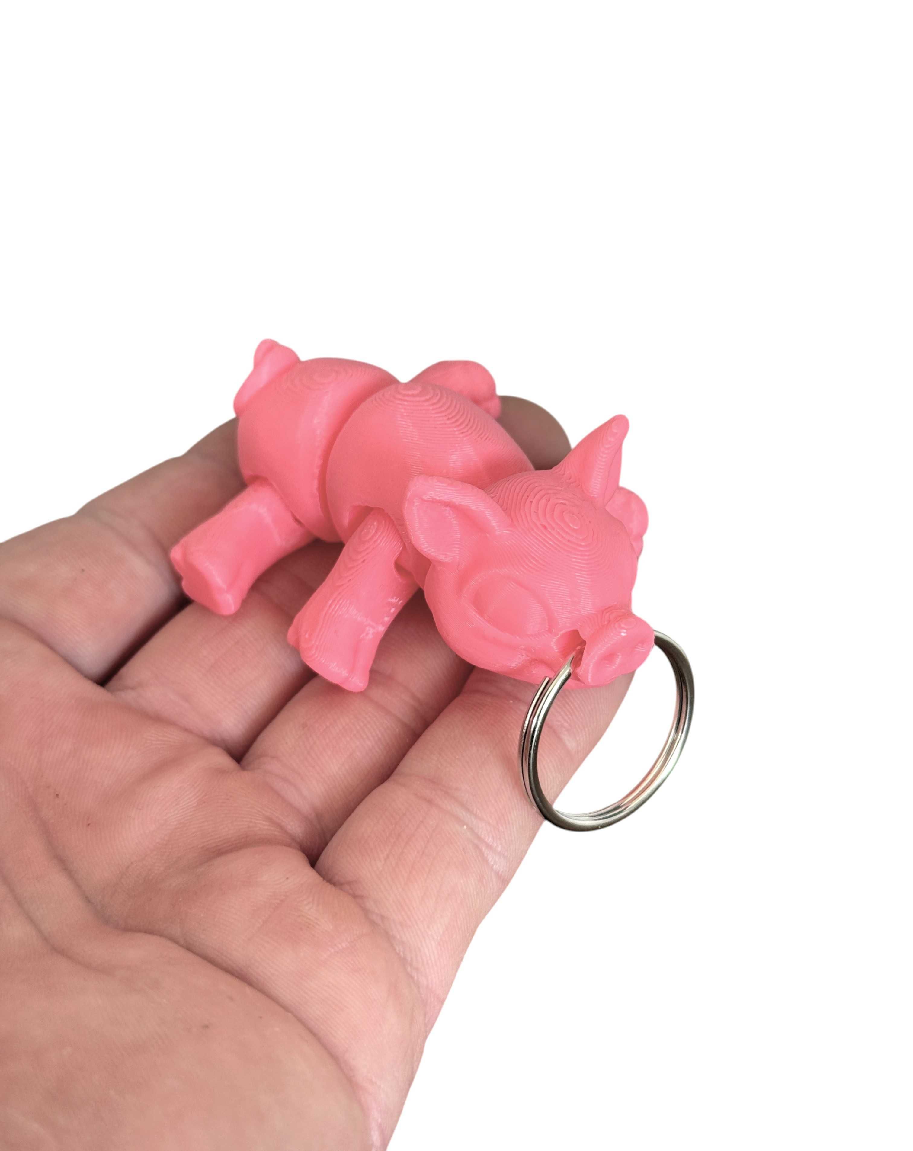 Brelok ruchoma Świnka, druk 3D, dekoracja-mini figurka-zabawka-prezent