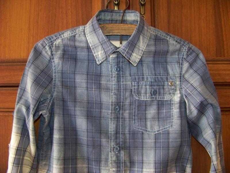 Клетчатая котоновая рубашка с градиентным переходом sisley 8-10 лет